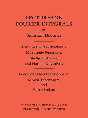 cover image of Lectures on Fourier Integrals